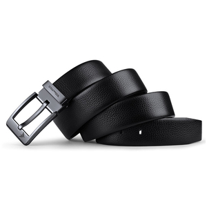 Cinturón de cuero personalizado para hombre, hebilla de pin de aleación de cuero genuino, venta al por mayor - Product Image 3