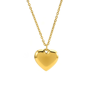 Caliente venta al por mayor tridimensional Simple corazón amor Collar chapado en oro 18K titanio acero clavícula cadena amantes - Product Image 5