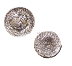 White Metal Round Incense Holder & Ash Catcher Cone <b>Burner</b> Agarbatti Stand Incense Aroma Therapy Stand - Product Image 2