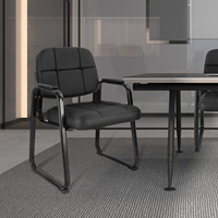 Chaise d'invité de salle d'attente avec accoudoir rembourré en cuir reconstitué Chaise de visiteur