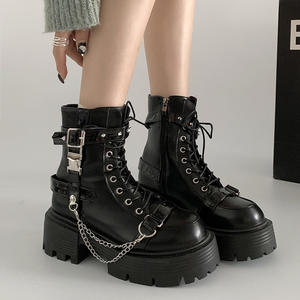 Botas Cortas de Mujer con Plataforma Negra para Exteriores, Estilo Urbano 2026, Ideales para Combinar con Faldas - Product Image 2