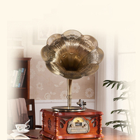 Tourne-disque vintage rétro avec Bluetooth, décoration de salon, ancien lecteur de disques, système audio Hi-Fi créatif