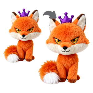 Peluche <span class=keywords><strong>Volpe</strong></span> Morbida Arancione Arrabbiata con Corona Viola - Product Image 1