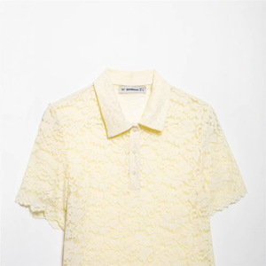 Camicia corta estiva da donna in <span class=keywords><strong>pizzo</strong></span> a <span class=keywords><strong>maniche</strong></span> <span class=keywords><strong>corte</strong></span>, casual e alla moda, ideale per il clima caldo - Product Image 3