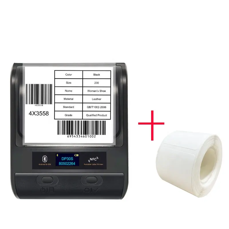 Máquina de impresión de etiquetas con código de barras, impresora manual de etiquetas de 80mm, DP30S