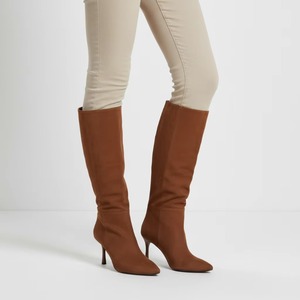 New Fashion Retro Style <b>Knee</b>-<b>high</b> Pointed Toe Closed Toe Inside Zip Closure Thin <b>High</b> Heel for Women - Product Image 5