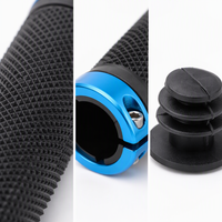 Poignées de guidon de vélo VTT BMX City Dirt Bike antidérapantes avec anneau de verrouillage à texture diamantée et vis Allen, anneau anodisé bleu