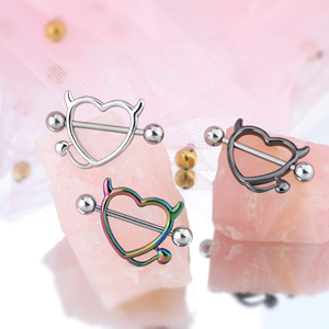 Devil Heart <strong>Nipple</strong> <strong>Rings</strong> Surgical Steel 316L <strong>Nipple</strong> Piercing Bar Piercing Jewelry <strong>for</strong> Women <strong>Men</strong> - Product Image 1
