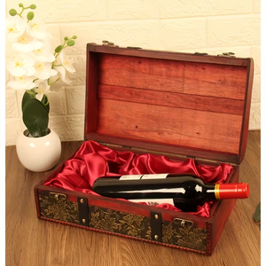 Boîte de rangement à <span class=keywords><strong>whisky</strong></span> à double compartiment, style vintage, élégante, en bois rouge vin - Product Image 4