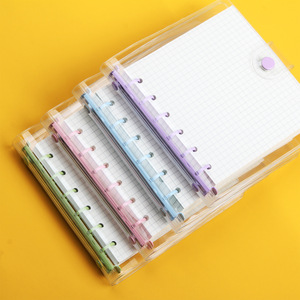 Carpeta de archivos de PVC transparente personalizada para cuaderno A5/A6 de hojas sueltas, pequeño Bloc de notas en espiral, 6 agujeros, carpeta de anillas con Clip de colores suaves, diario - Product Image 4