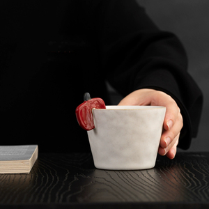 Juego de Taza y Platillo de Café Espresso Japonés 2025, Elegante, Hecho a Mano, Estilo Japandi, Blanco, Ecológico, para Regalo - Product Image 3