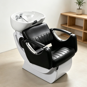 Nuevo Modelo de Sillón de Peluquería Comercial Moderno con Asiento de Cuero, Esponja de Alta Densidad y Lavacabezas de Cerámica - Product Image 2