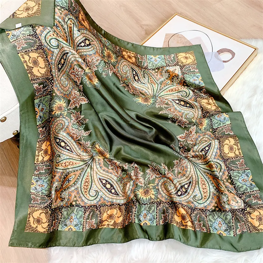 Muslim Gorgeous Fashion 90*90cm satin Scarf color Match in customization hijab range