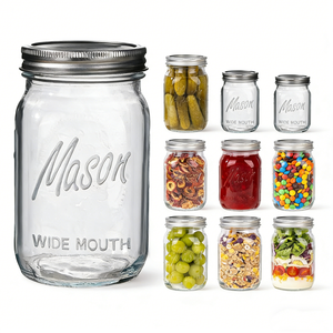 Bocaux Mason à large ouverture de 16 oz et 32 oz avec couvercle, vente en gros d'usine, grands récipients de stockage alimentaire pour cornichons, confiture, sauce <span class=keywords><strong>tomate</strong></span> - Product Image 2