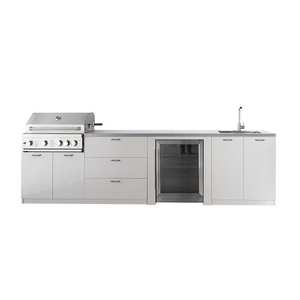 Îlot de cuisine extérieur modulaire 4 modules en acier inoxydable du fabricant avec comptoirs résistants aux rayures et barbecue à gaz - Product Image 6