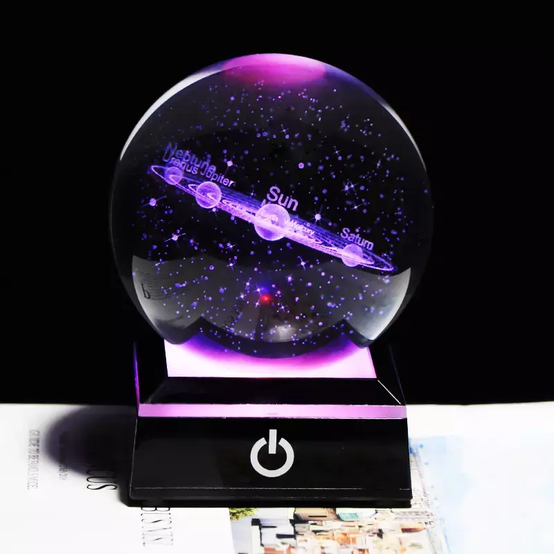 Hdw atacado k9 bola de cristal transparente personalizada, 3d galaxy, gravado, laser, bola de cristal com base de iluminação led
