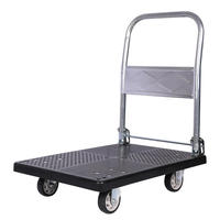 Chariot de manutention pliable en fer à quatre roues, support OEM personnalisable, capacité 150 kg, avec plateau en treillis métallique