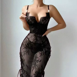 Lingerie Sexy <span class=keywords><strong>Taglie</strong></span> <span class=keywords><strong>Forti</strong></span> in Pizzo Trasparente Abito Lungo Aderente Seducente Camicia <span class=keywords><strong>da</strong></span> <span class=keywords><strong>Notte</strong></span> - Product Image 3