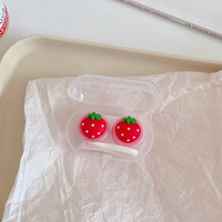 Dessin animé fruits frais stéréo lentille de Contact cadeau compagnon boîte double étui de soins belle pêche Portable Durable avec petite pince à épiler