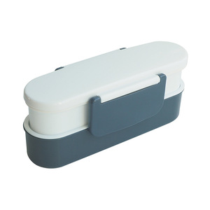 Double Layer Plastic <b>Lunch</b> <b>Box</b> For Children With Double Buckle Rectangle Shape Plastic Lid - Product Image 3