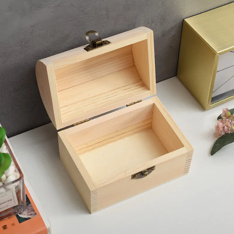 New style treasure box home wooden jewelry necklace bracelet box flip type cosmetic storage boxes kids DIY gift container
