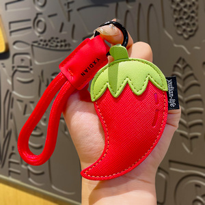 Llavero de cuero PU con colgante de vegetales de dibujos animados únicos, encantador dije de zanahoria, <span class=keywords><strong>berenjena</strong></span> y chile, accesorio para bolso, colgante para teléfono, dijes para teléfono - Product Image 6