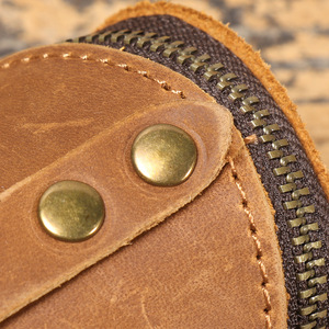 Cartera de Mano para Hombre, de Cuero Genuino Vintage, con Bloqueo RFID, Diseño Pintado a Mano, Cierre de Cremallera, Lona de Nailon, Portátil y Suave - Product Image 3