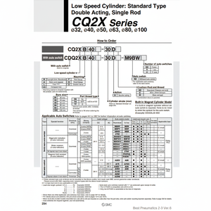 Pièces pneumatiques de cylindre CQ2XA32-20DC à basse vitesse SMC Pneumatics - Product Image 1