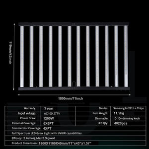 SYB 4 * 6ft 1200W 12bars PPE 3.0 LED à spectre complet élèvent des lumières de croissance intérieure Top Grow CE ROUHS FCC certifié usine - Product Image 2