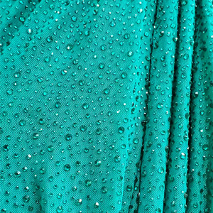 All'ingrosso tessuto di cristallo di cristallo di diamante di pietra tessuto di cristallo elastico di maglia Hotfix strass trasferimento Flatback rete di cristallo - Product Image 1