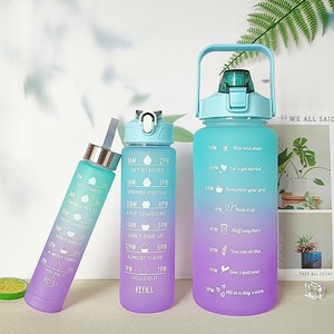 Botella de Agua de Plástico PC Esmerilado con Gradiente de 300 ml, 750 ml, 2000 ml, Marcador de Tiempo Motivacional, Tapa Abatible, Botella Deportiva Portátil, Logotipo Personalizado - Product Image 2