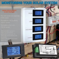 Medidor de Energía, Voltaje y Amperaje CC 100V 100A, Monitor de Batería, Voltímetro, Amperímetro con Shunt de 100A, Monitor de Energía Solar