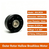 Moteur BLDC à rotor externe à faible bruit 40GM20 7.4-36V 0.09Nm 3500RPM pour applications médicales, LiDAR, automatisation industrielle et articulations et unités de robots