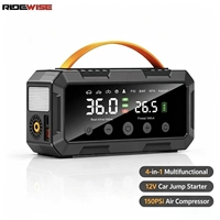 Démarreur de voiture portable 4-en-1 rechargeable 12V avec compresseur d'air 150 PSI, booster de batterie multifonctionnel et chargement Type-C