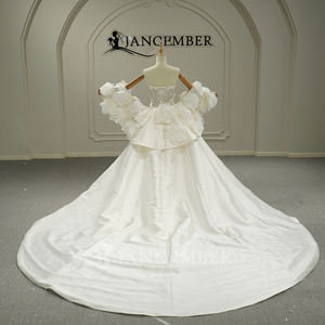 Robe de mariée sirène en satin à col bateau avec cristaux et jupon fleuri Jancember GT26003 - Product Image 4