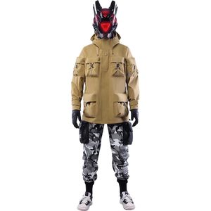 Chaqueta Cortavientos Impermeable FOXA Techwear Streetwear para Hombre, Otoño, Tela PU, Cuello Alto - Product Image 5