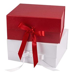 White and Coral <strong>Gift</strong> Box with Satin Ribbon, Collapsible <strong>Gift</strong> Box for Party, Wedding, <strong>Gift</strong> <strong>Wrap</strong>, <strong>Storage</strong> - Product Image 4