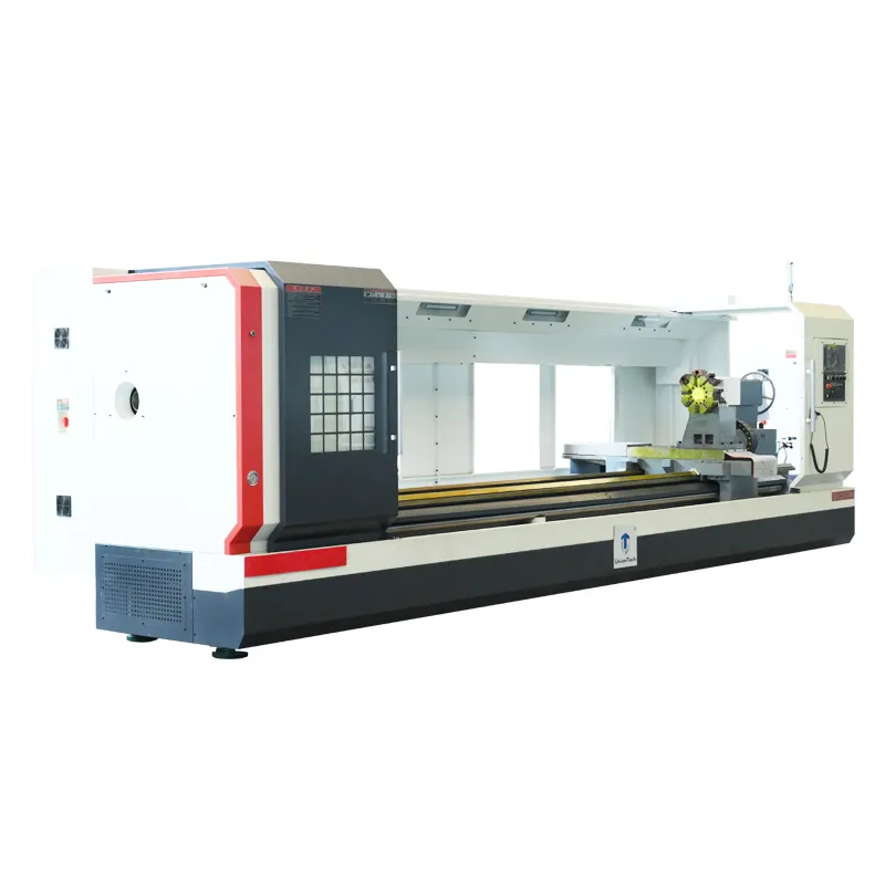 CK61150 mesin bubut cnc turning, mesin bubut cnc tugas berat sistem KNDsystem stok belakang hidrolik presisi tinggi