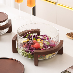 Bát trộn thủy tinh chất lượng cao, xuất xưởng trực tiếp, kích thước lớn, kèm nắp gỗ - Product Image 2