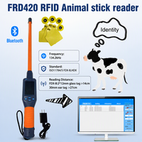 Lecteur RFID pour bétail avec logo personnalisé, 134,2 kHz, lecteur d'étiquettes électroniques pour oreilles, FDX-B HDX, identification des animaux, antenne longue, BT et USB