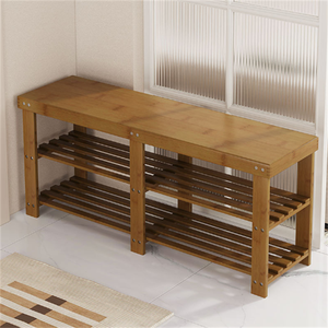 <span class=keywords><strong>Meuble</strong></span> à chaussures moderne en bambou avec banc et siège intégrés, rangement à 2 niveaux <span class=keywords><strong>pour</strong></span> salon – Gain de place, durable, supporte jusqu'à 300 lb - Product Image 3