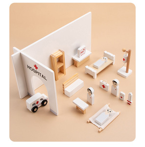 Ensemble de jouets en <span class=keywords><strong>bois</strong></span> pour enfants, simulation de jeu de rôle familial : ambulance, hôpital et kit de <span class=keywords><strong>docteur</strong></span> stéréo - Product Image 6
