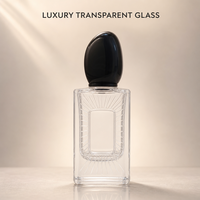 Flacon de parfum vide en verre 30 ml, bouchon noir, fond épais transparent, flacon pulvérisateur rechargeable, vente en gros, logo personnalisé