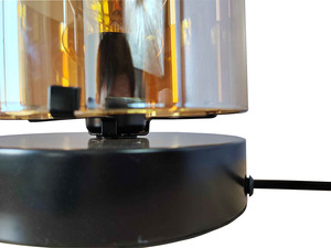 مصباح طاولة زجاجي حديث مطلي بالكروم، مصباح مكتب بقاعدة معدنية، حامل مصباح خشبي E27 للإضاءة الداخلية بدون مصباح - Product Image 3