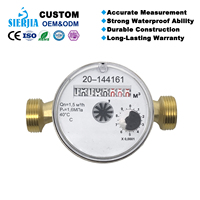 Compteur d'eau à jet unique en cuivre étanche IP68 personnalisable SIERJIA DN15 pour usage résidentiel, prise en charge OEM, type humide/sec, fileté