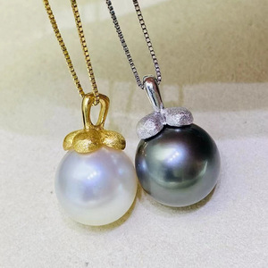 Pendentif de collier DIY 31115 avec perles rondes en argent S925 de 10-13 mm, style kaki, support vide pour perles, accessoires - Product Image 2