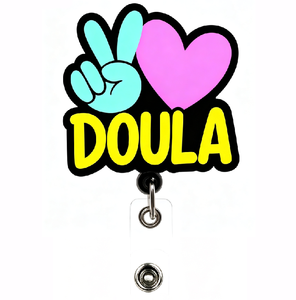 Porte-badge rétractable en acrylique Peace Love DOULA, design cœur coloré, <span class=keywords><strong>pour</strong></span> carte d'identité, <span class=keywords><strong>cadeau</strong></span> <span class=keywords><strong>pour</strong></span> travailleur(se) ou <span class=keywords><strong>sage</strong></span>-<span class=keywords><strong>femme</strong></span> - Product Image 6