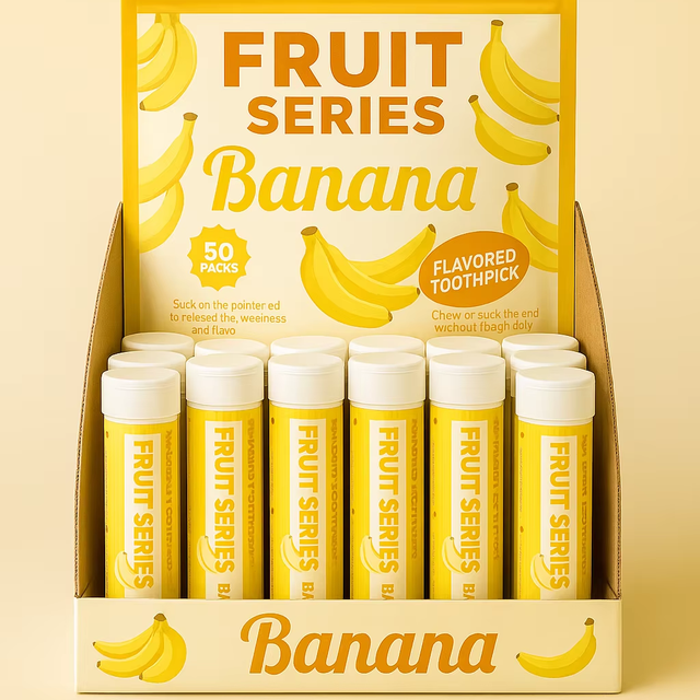 Banana Flavored Toothpick in Display Box Toothpick With Flavour Quit Smoking Zahnstocher Mit Geschmack