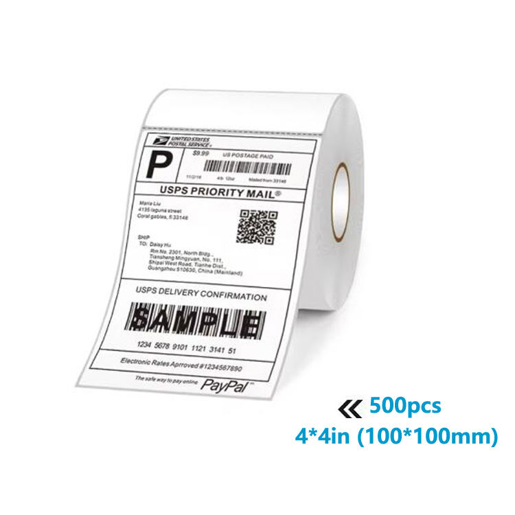 Papier thermique pour étiquettes, blanc, 6 rouleaux (100*100*500 pièces/rouleau)