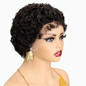 Letsfly $52.5 HD Chioma ผมแท้ 13x4 HD Lace Frontal Pixie Curly วิกผมสั้นแบบหยิก แฟชั่นสไตล์ขายส่งจากโรงงาน - Product Image 2